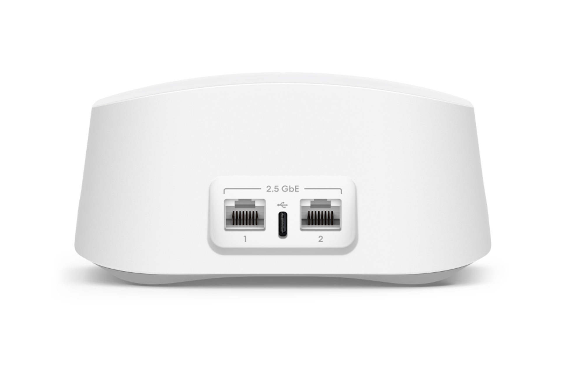 Rear of a mesh router showing ethernet ports